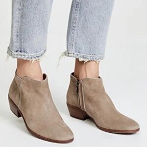 Sam Edelman Petty Tan Suede Ankle Boots 8.5 Inside Zip Low Heel